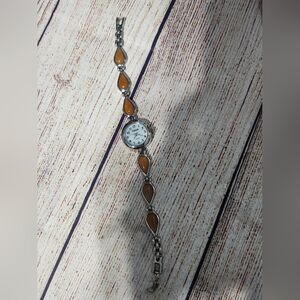 Womens Lafayette Silver Watch With Orange Calcite Stones